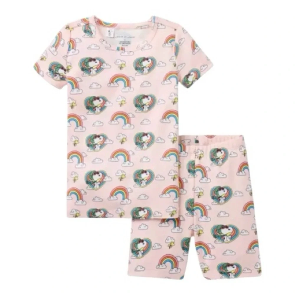 NWT Janie and Jack Peanuts Snoopy Rainbow Pajama Set 6–12M